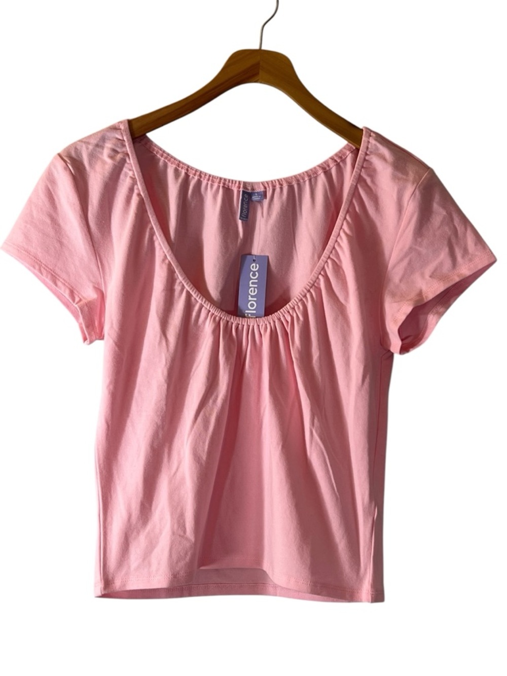 Florence By Mills Pink Scoop Neck Short Sleeve Top Size L Pink Coquette Logo